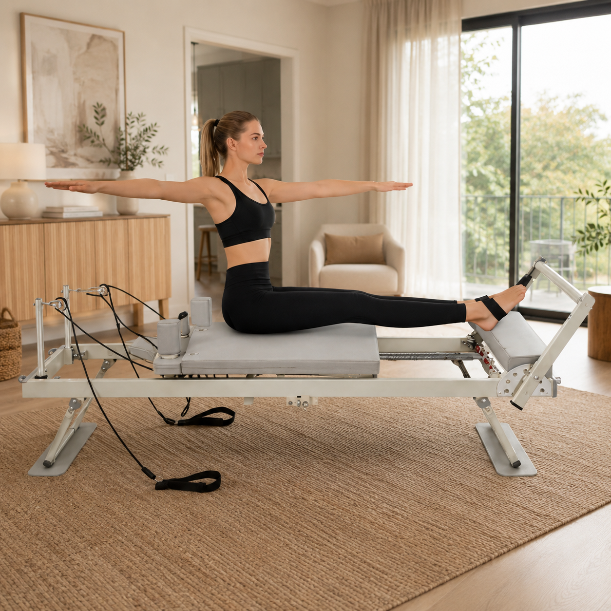 Pilates reformer action gris Image